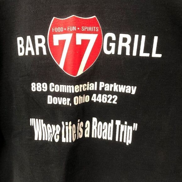 black size large 77 bar & grill crewneck sweatshirt dover ohio ultimate hanes co - Picture 5 of 9